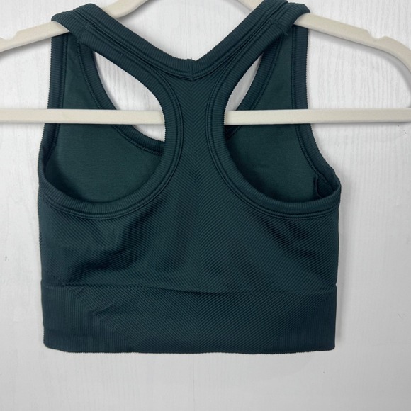 SPANX‎ Look At Me Now Ribbed Racerback Sports Bra Crop Top Green S/CH/P - Picture 6 of 8